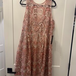 Lane Bryant Lace Midi Dress in Pink and Cream